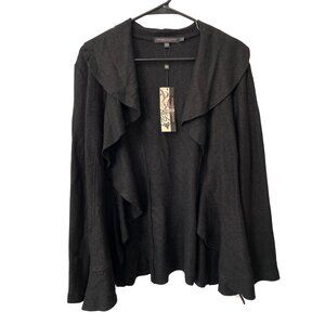 Vintage 90s Robert Kitchen Cardigan Sweater Size 8 Wool Black Deadstock NEW